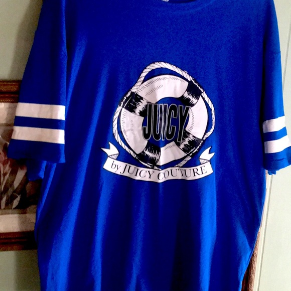 NEW JUICY COUTURE XL BLUE/WHITE SHIRT - Picture 2 of 6
